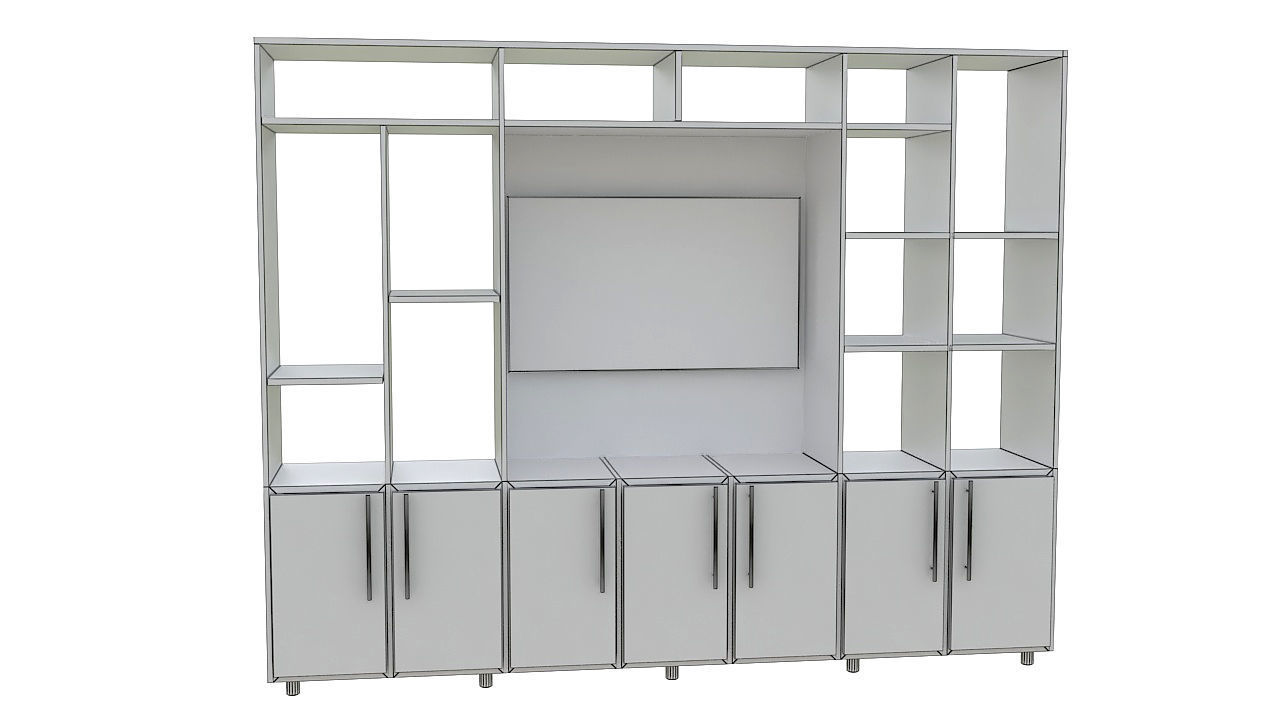 wooden tv wall unit 3D model_7