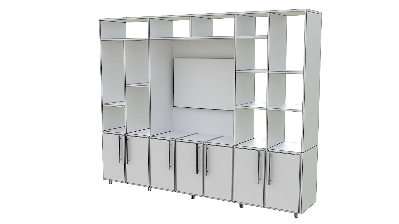 wooden tv wall unit 3D model_6