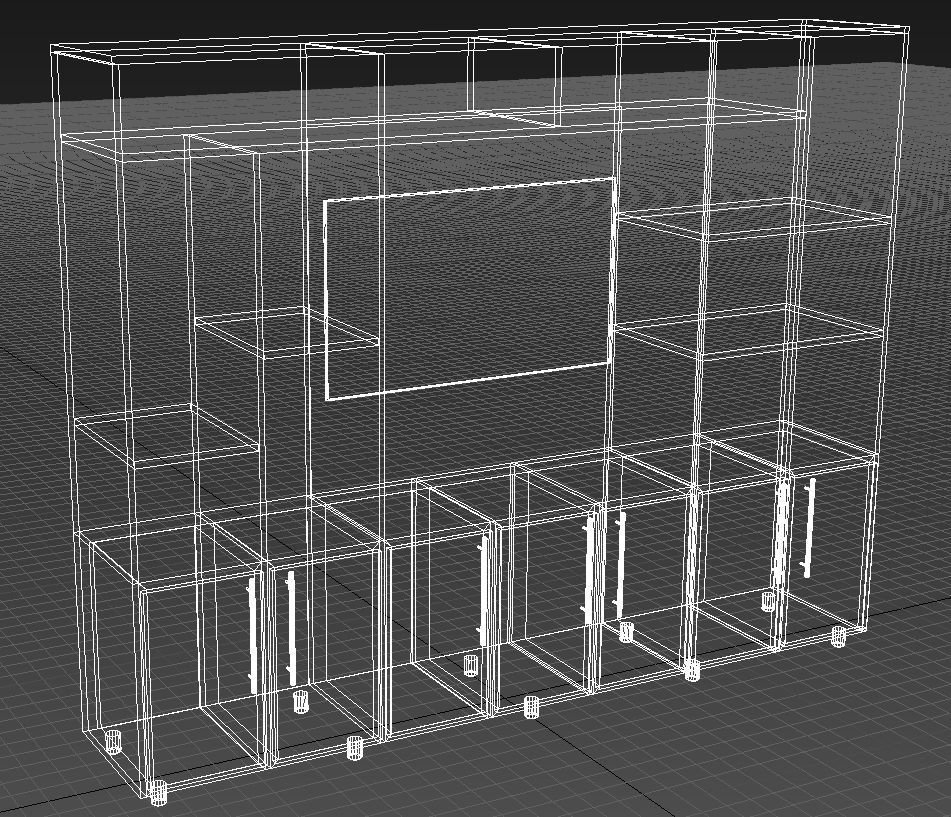 wooden tv wall unit 3D model_9
