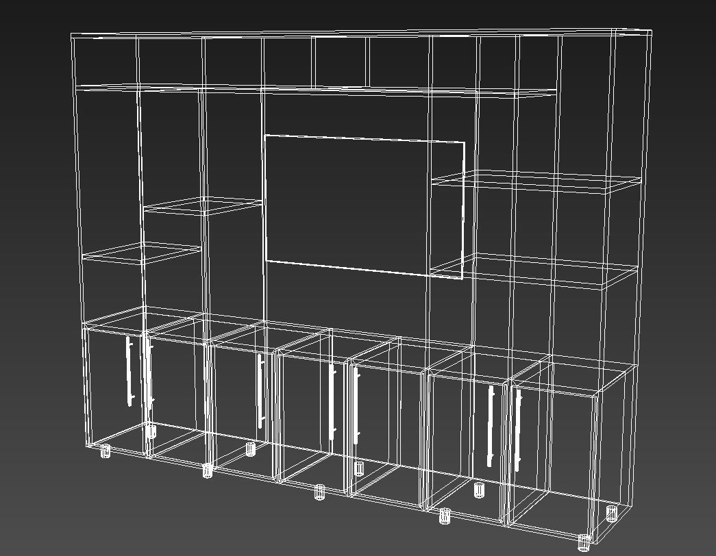 wooden tv wall unit 3D model_13