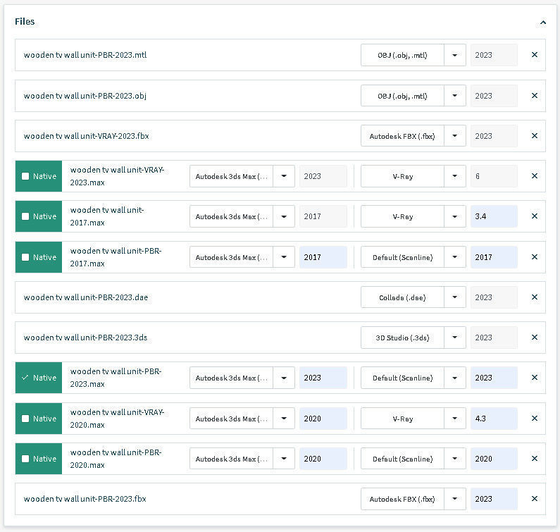 wooden tv wall unit 3D model_14