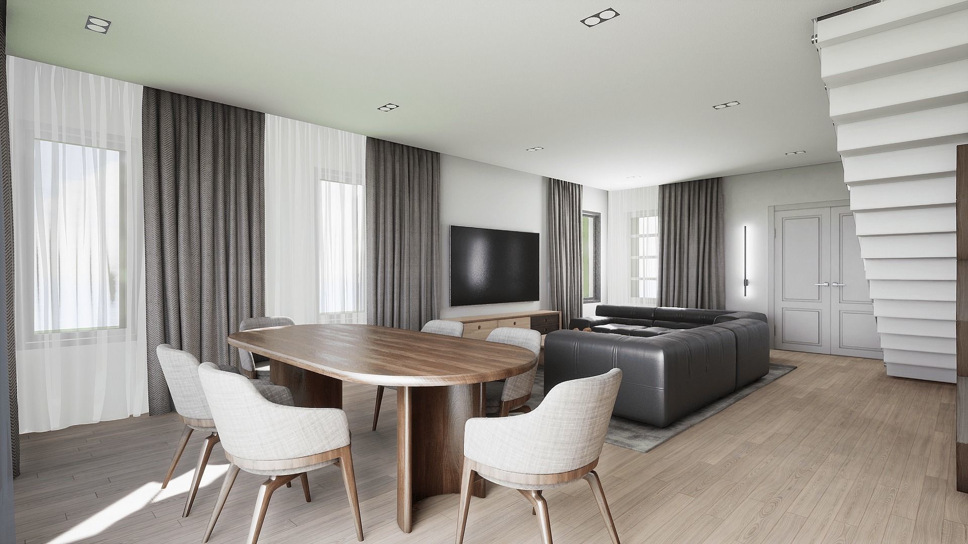 HQ Modern House Low-poly 3D model_13