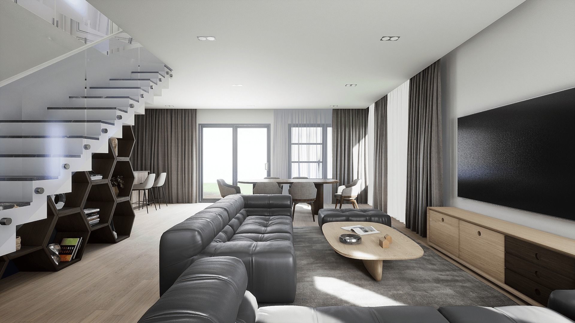 HQ Modern House Low-poly 3D model_5