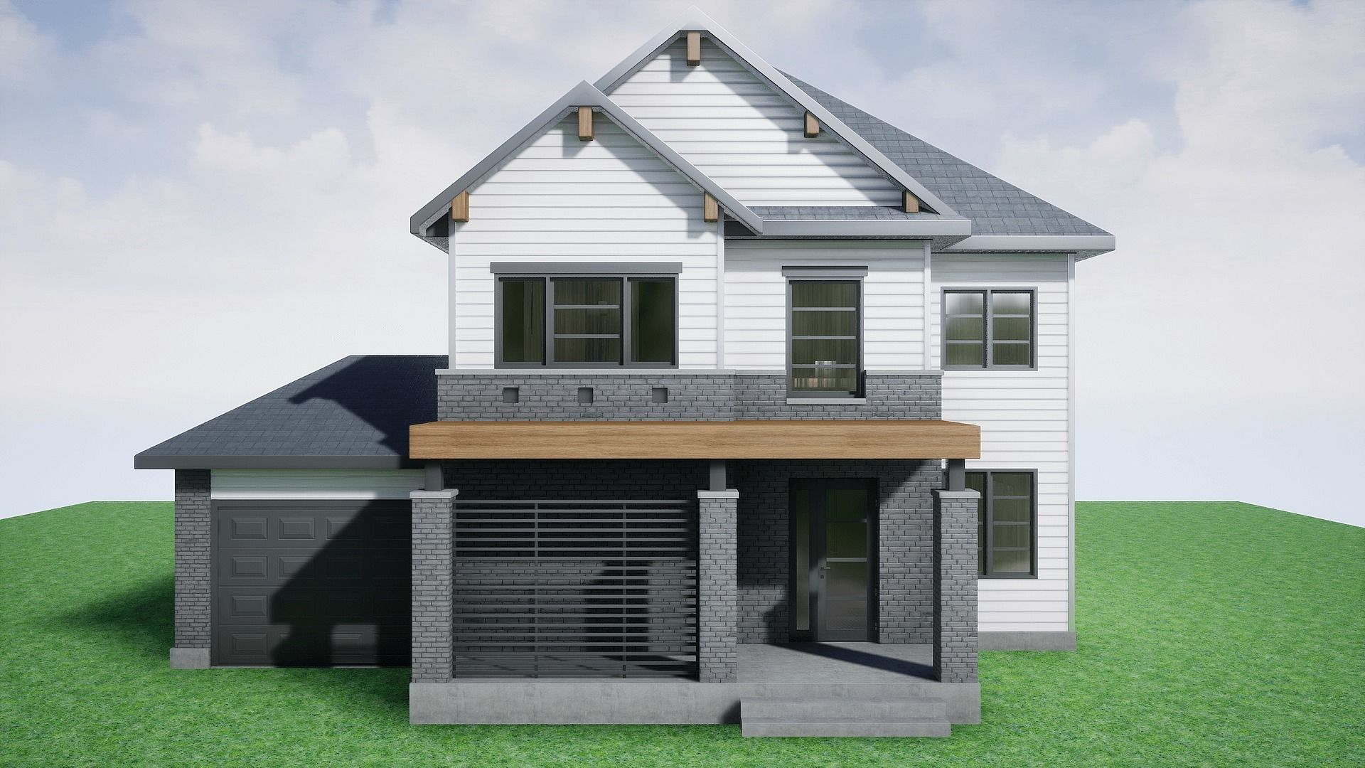 HQ Modern House Low-poly 3D model_32