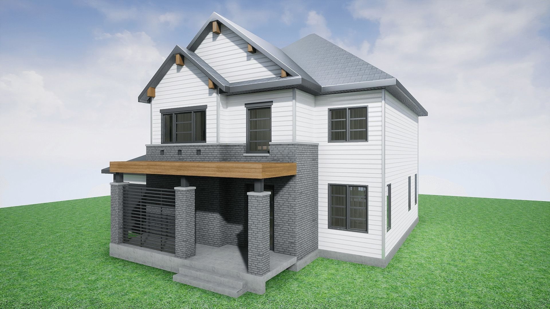 HQ Modern House Low-poly 3D model_31