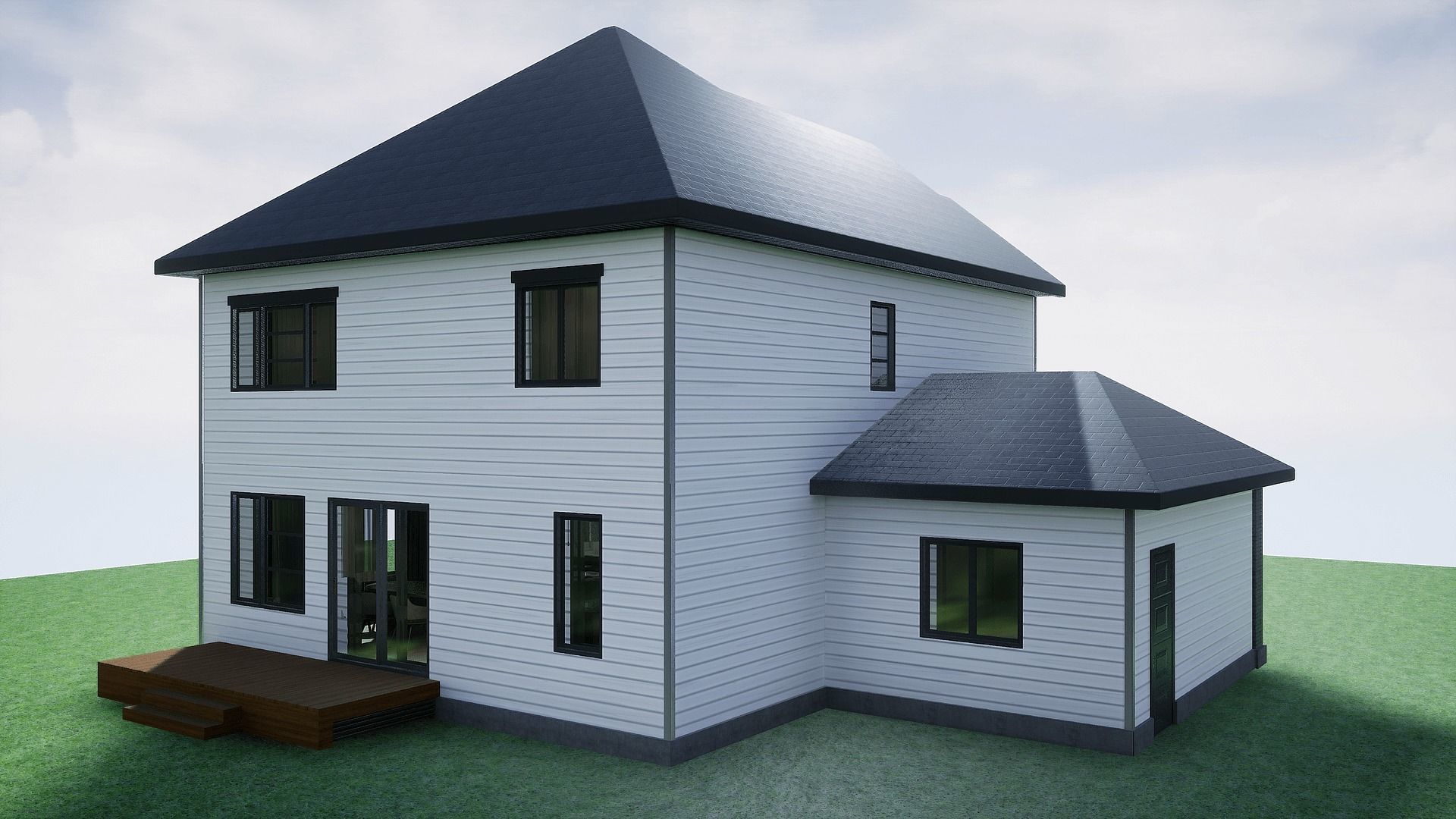 HQ Modern House Low-poly 3D model_33