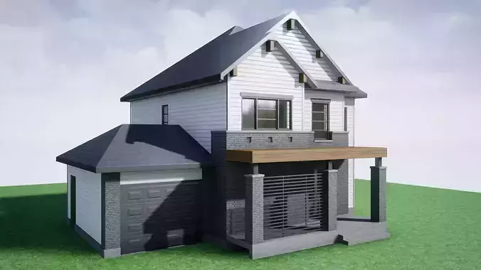 HQ Modern House Low-poly 3D model