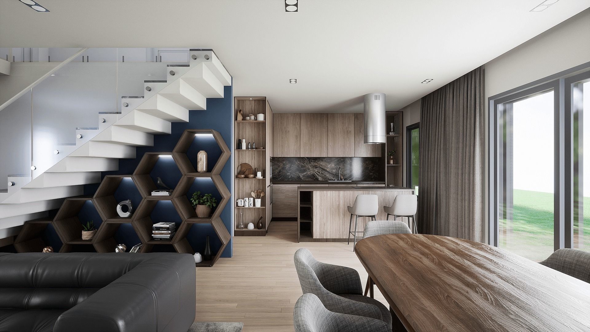 HQ Modern House Low-poly 3D model_1