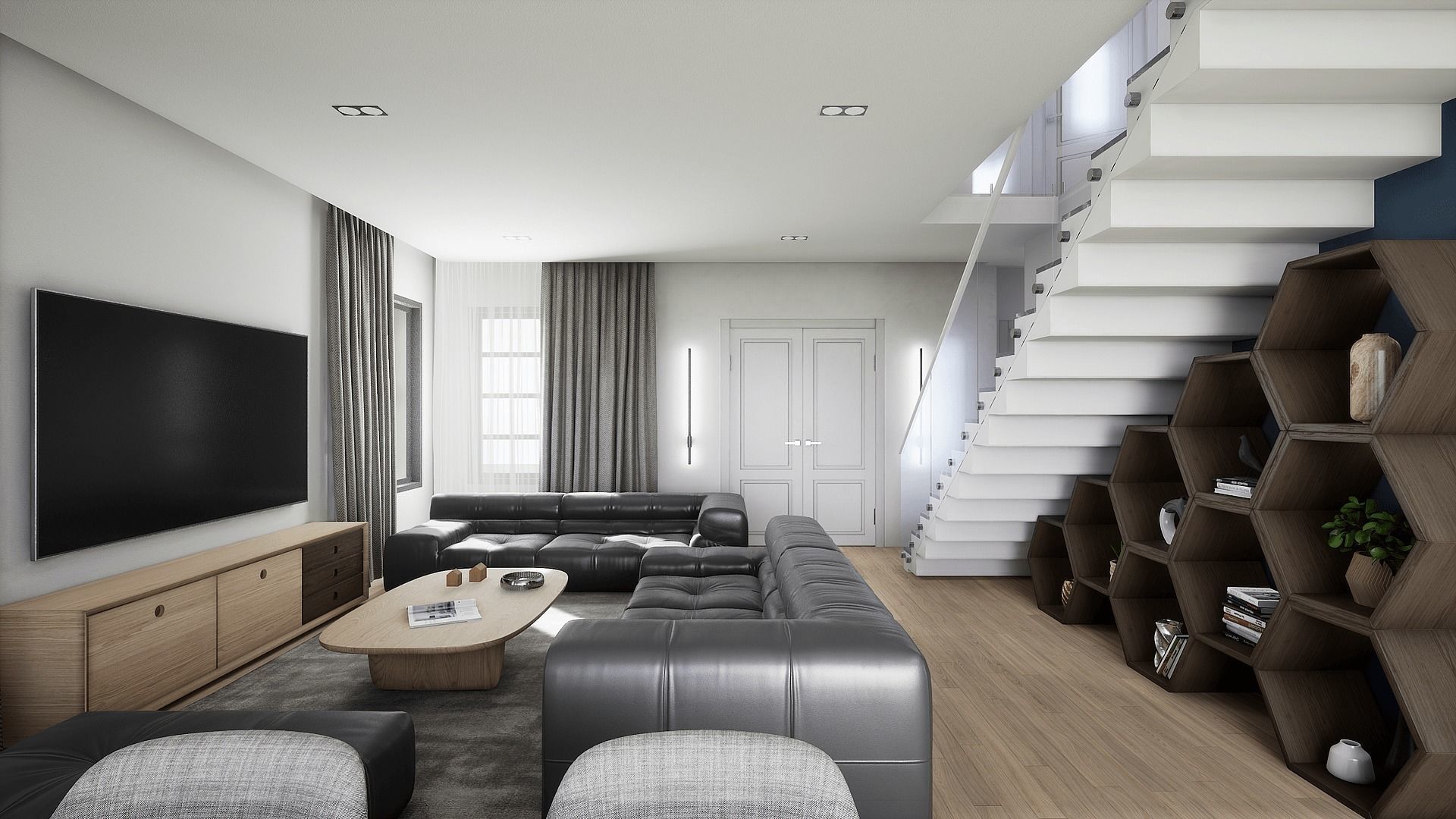 HQ Modern House Low-poly 3D model_3