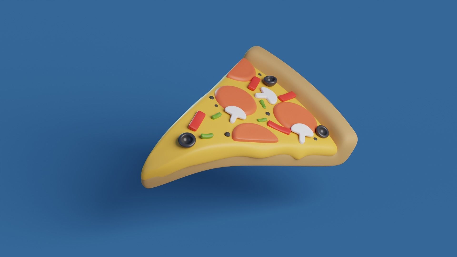 Cartoon pizza slice Low-poly 3D model_10