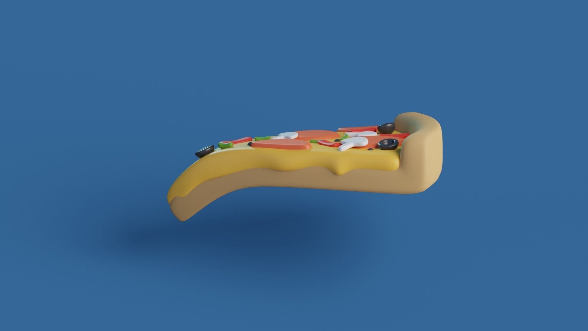 Cartoon pizza slice Low-poly 3D model_9