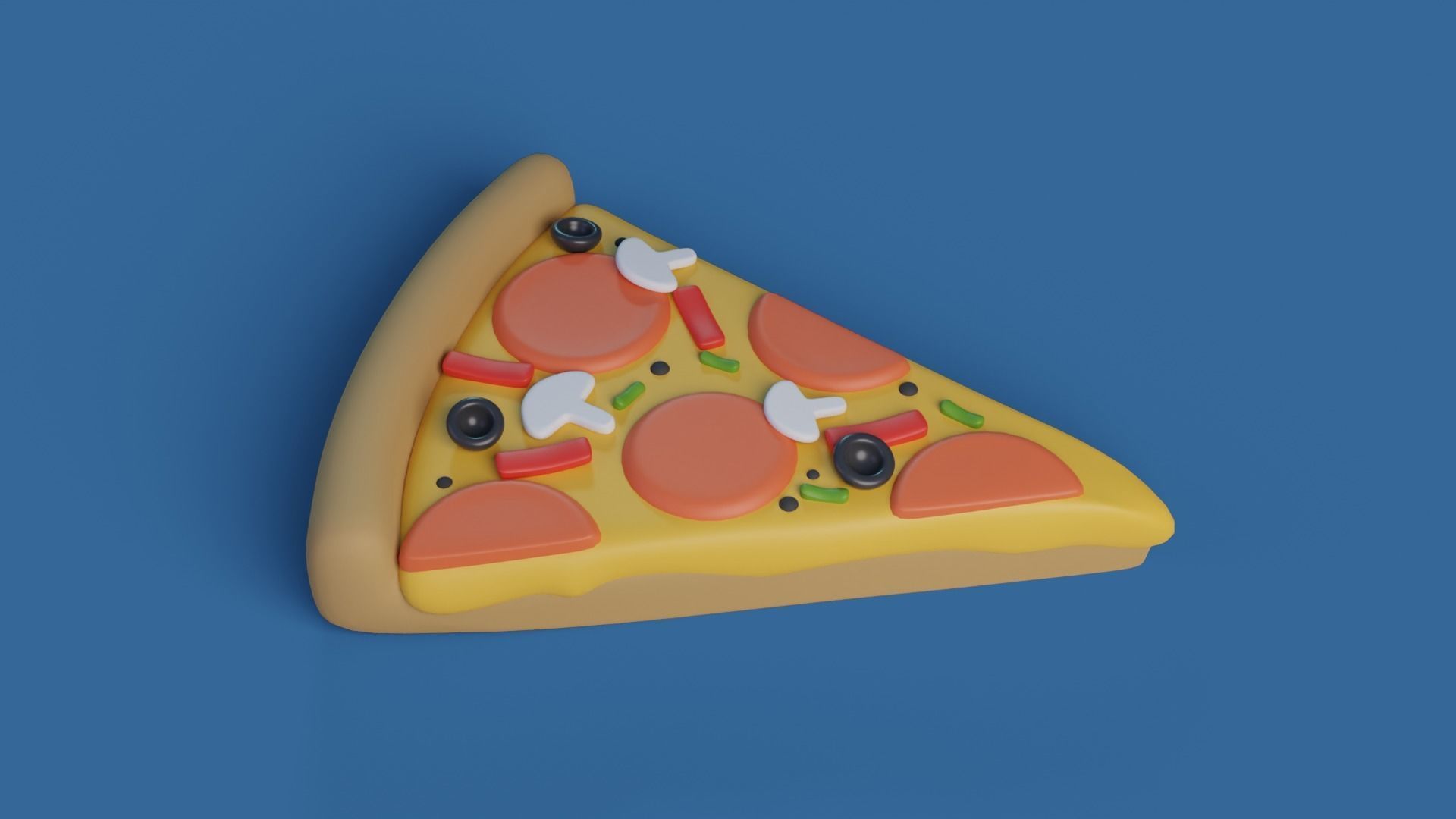 Cartoon pizza slice Low-poly 3D model_4