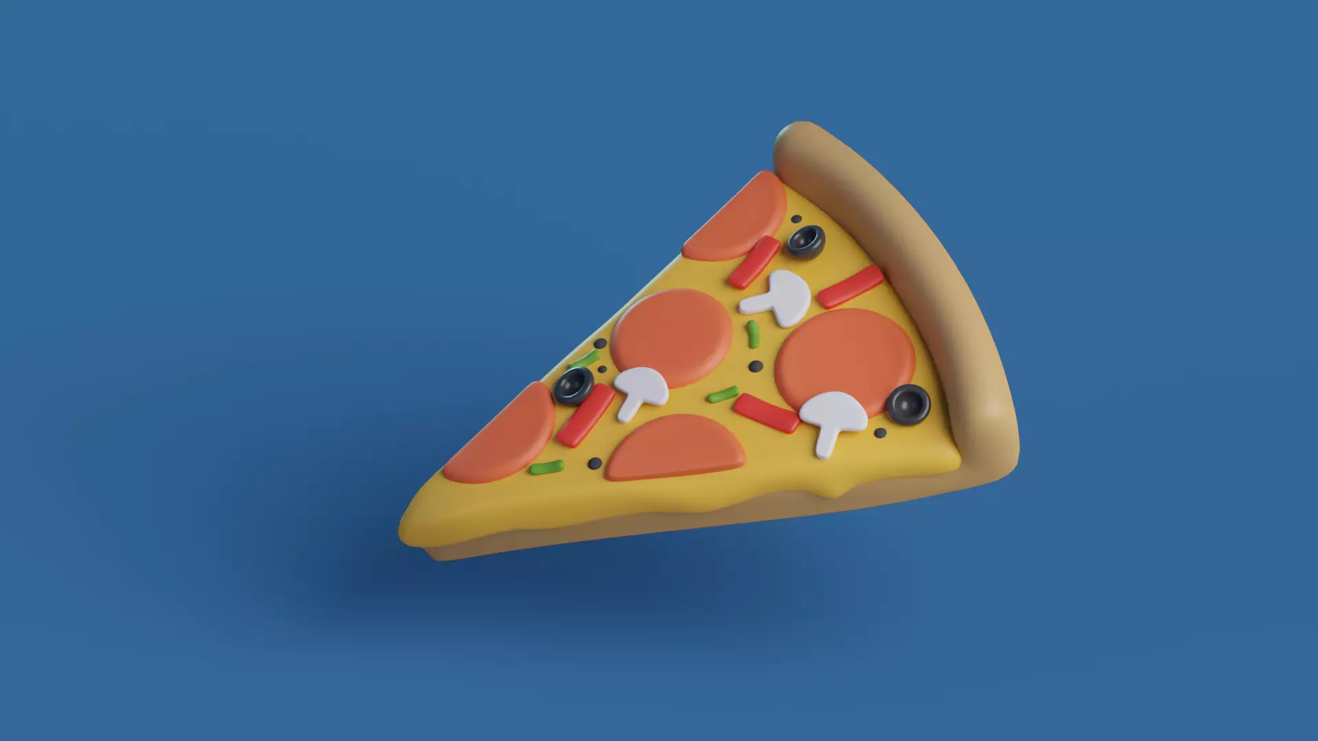 Cartoon pizza slice Low-poly 3D model_0