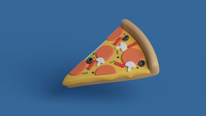 Cartoon pizza slice Low-poly 3D model