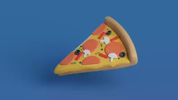 Cartoon pizza slice Low-poly 3D model