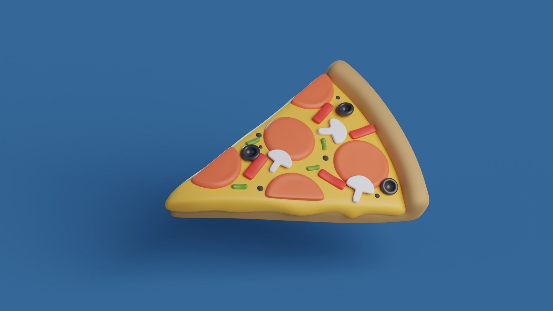 Cartoon pizza slice Low-poly 3D model_2