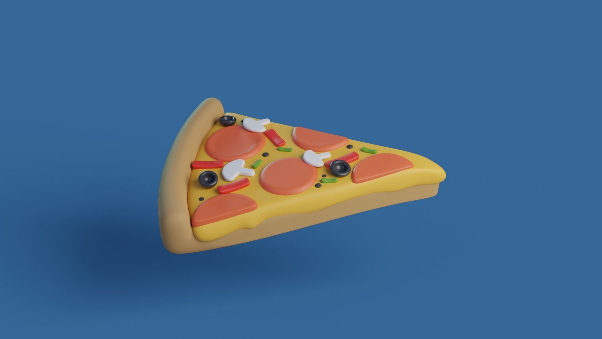 Cartoon pizza slice Low-poly 3D model_3