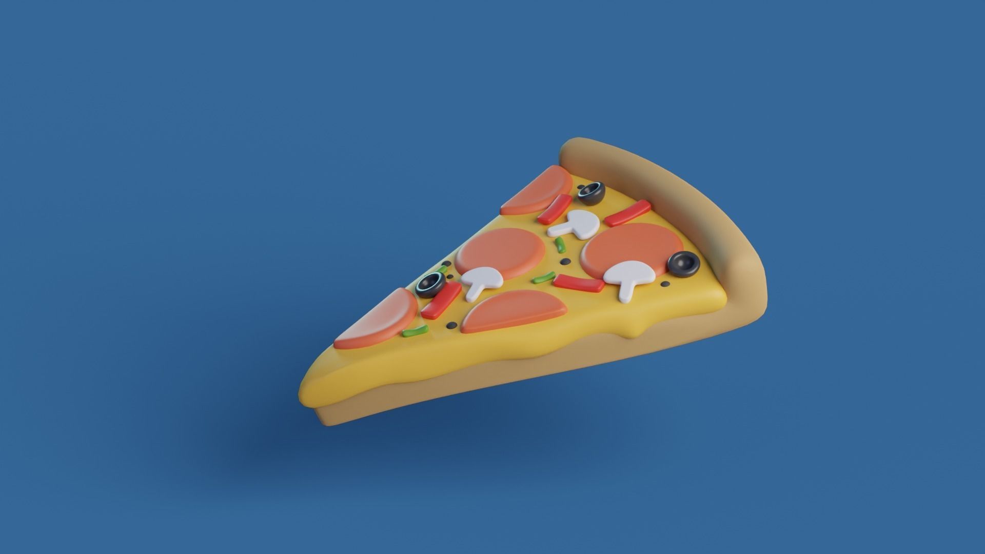 Cartoon pizza slice Low-poly 3D model_1