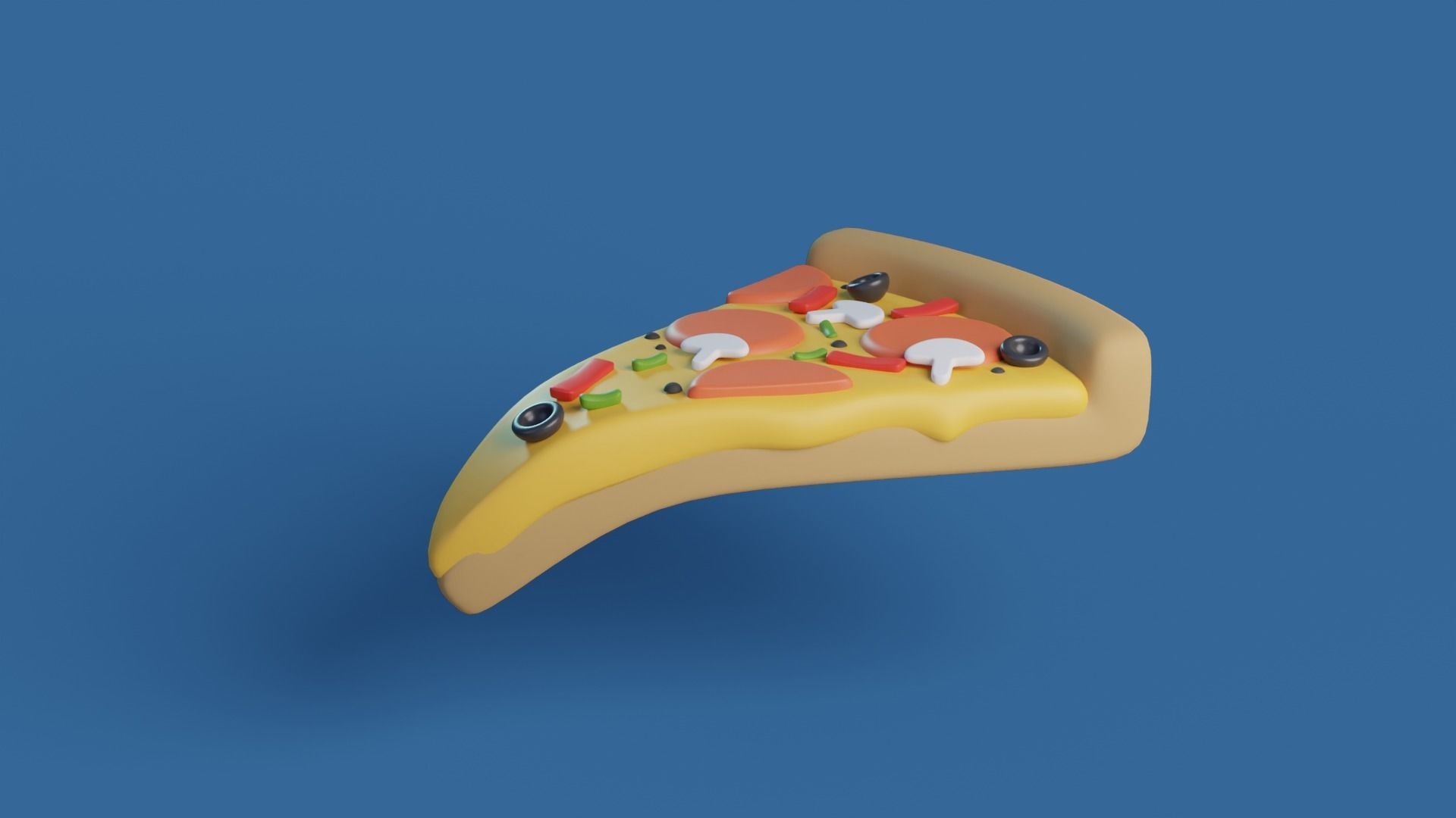 Cartoon pizza slice Low-poly 3D model_8