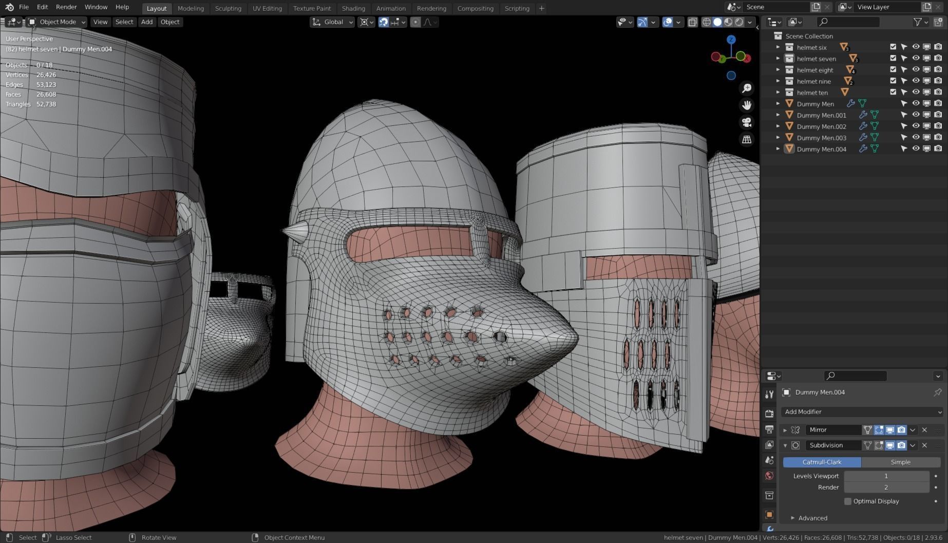 BASE HELMET MODELS 6-10 Low-poly 3D model_14