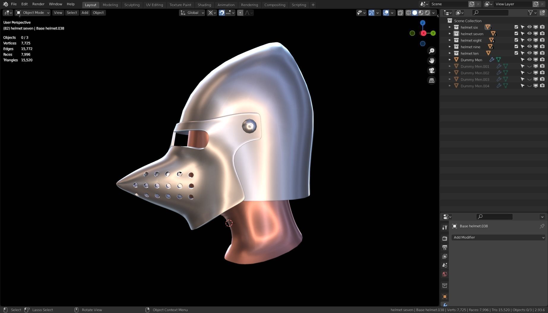 BASE HELMET MODELS 6-10 Low-poly 3D model_7