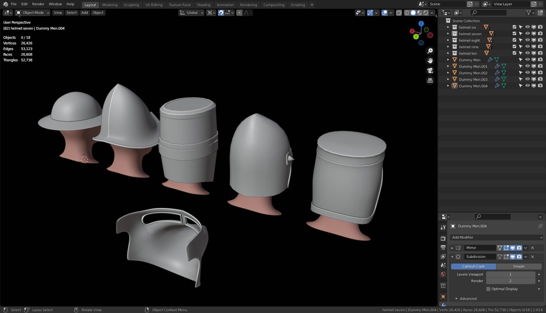 BASE HELMET MODELS 6-10 Low-poly 3D model_11