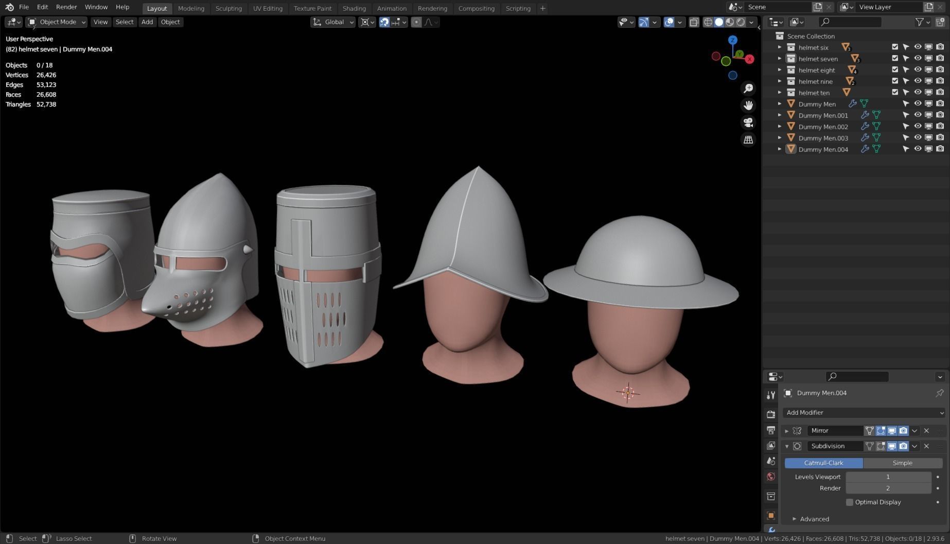 BASE HELMET MODELS 6-10 Low-poly 3D model_9