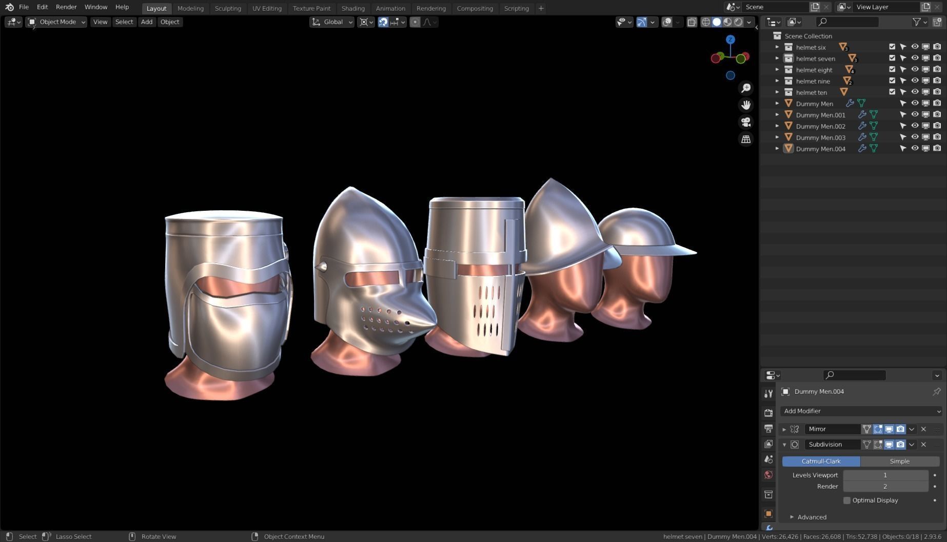 BASE HELMET MODELS 6-10 Low-poly 3D model_16