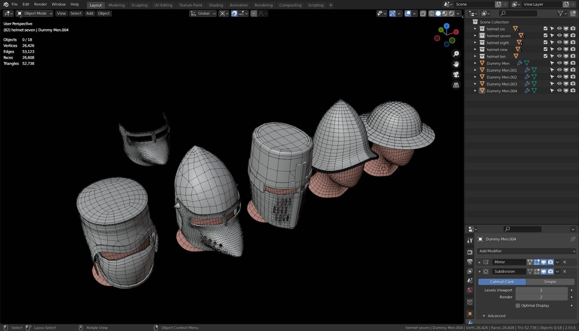 BASE HELMET MODELS 6-10 Low-poly 3D model_12
