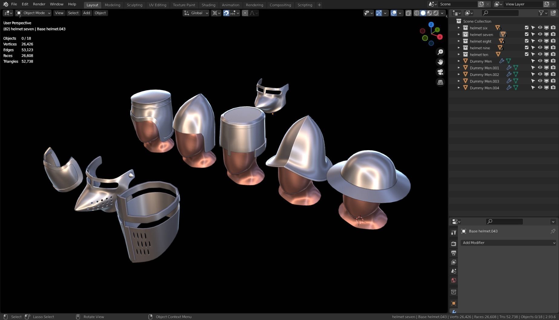 BASE HELMET MODELS 6-10 Low-poly 3D model_6