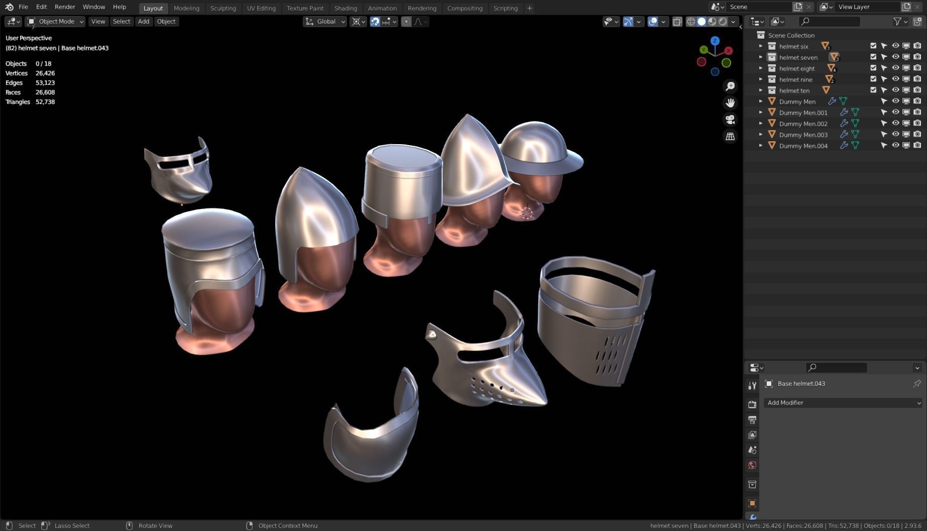 BASE HELMET MODELS 6-10 Low-poly 3D model_5