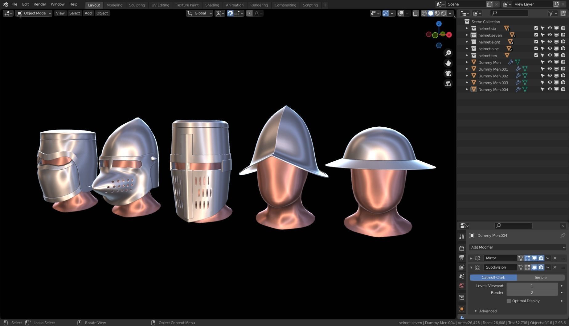 BASE HELMET MODELS 6-10 Low-poly 3D model_15