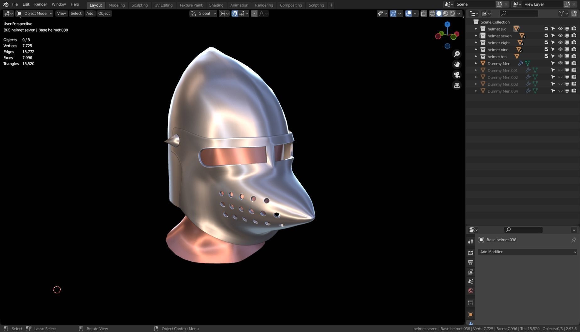 BASE HELMET MODELS 6-10 Low-poly 3D model_8