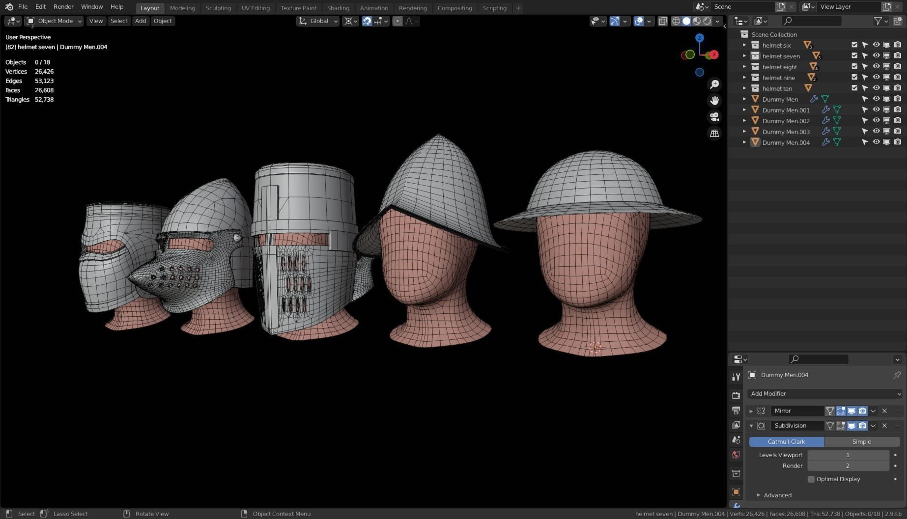 BASE HELMET MODELS 6-10 Low-poly 3D model_13