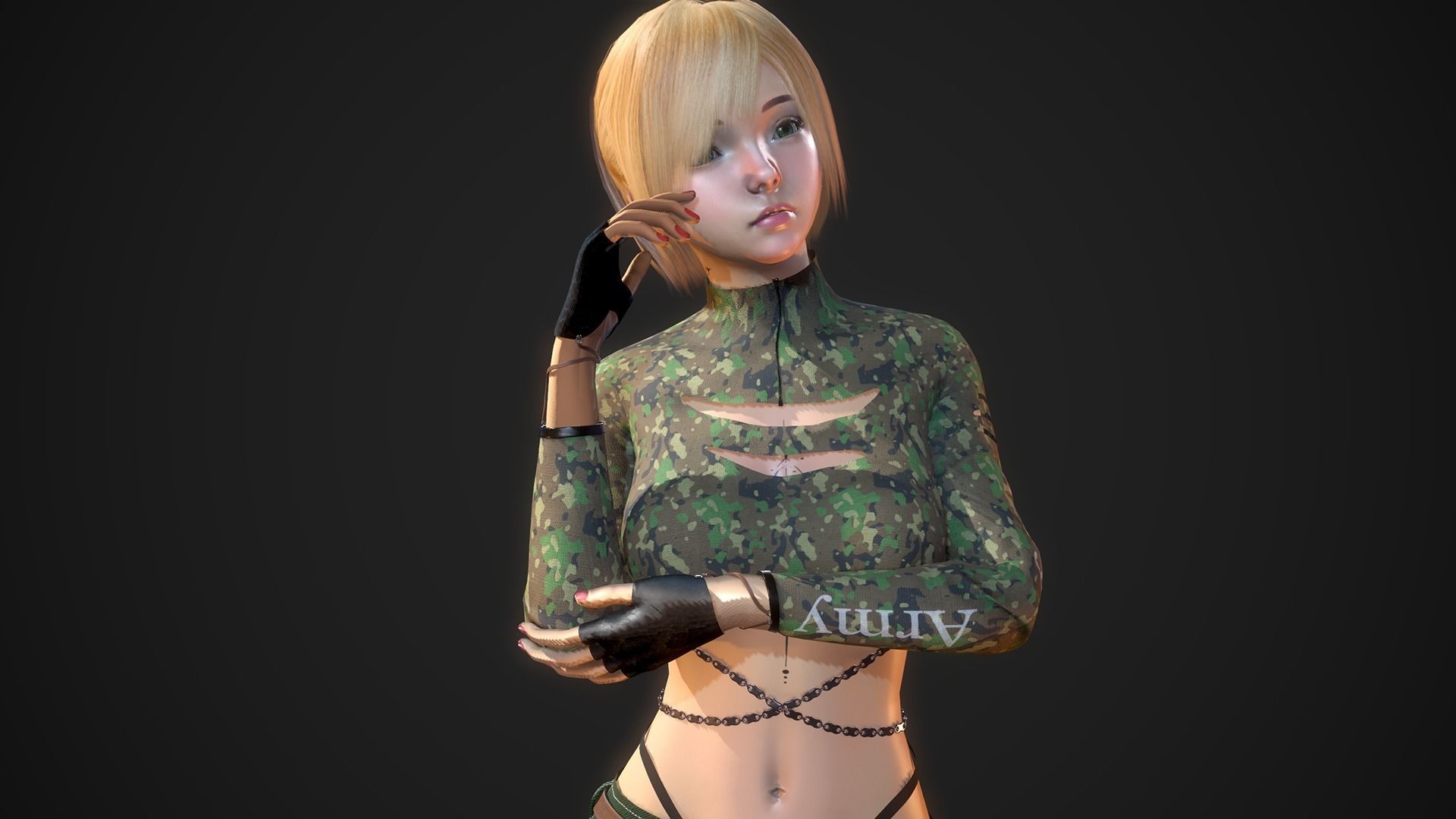 Gunner Girl Low-poly 3D model_6