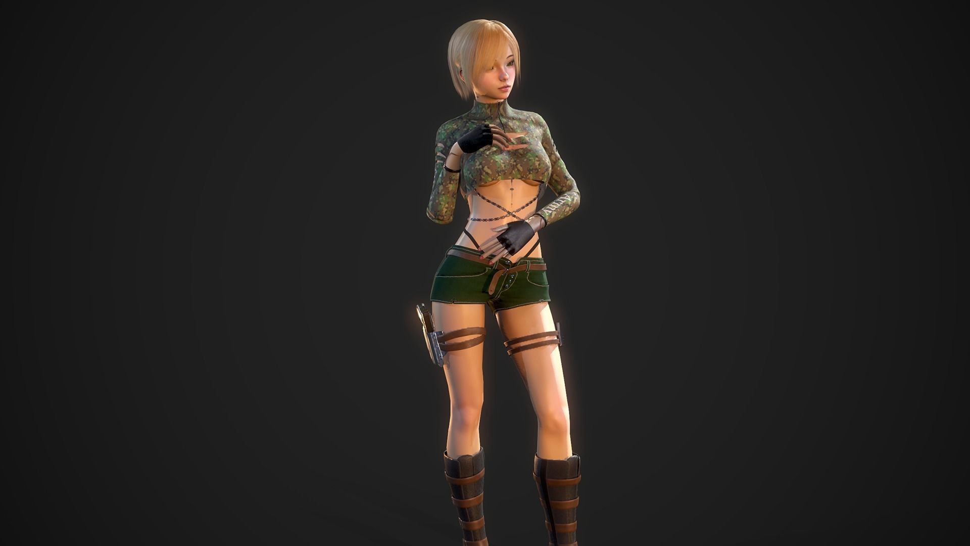 Gunner Girl Low-poly 3D model_2