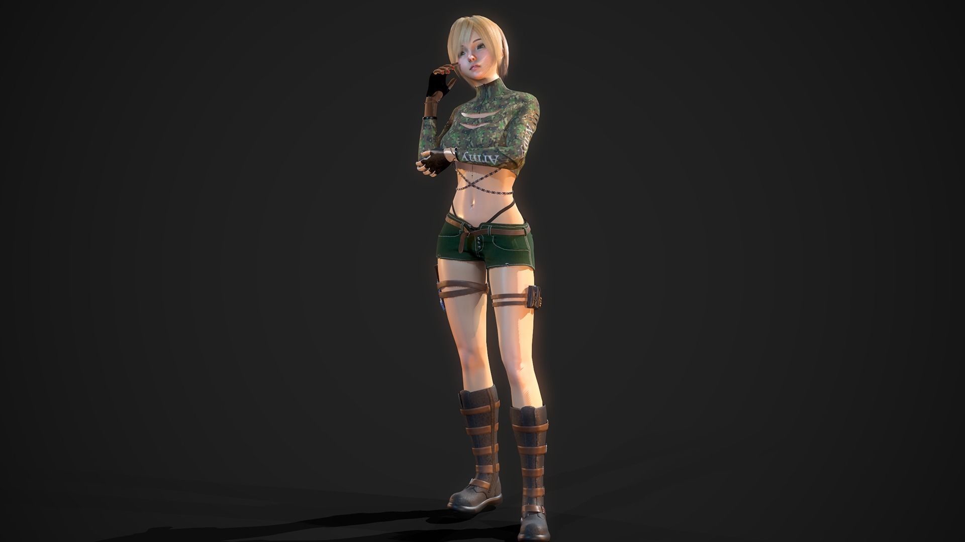 Gunner Girl Low-poly 3D model_13