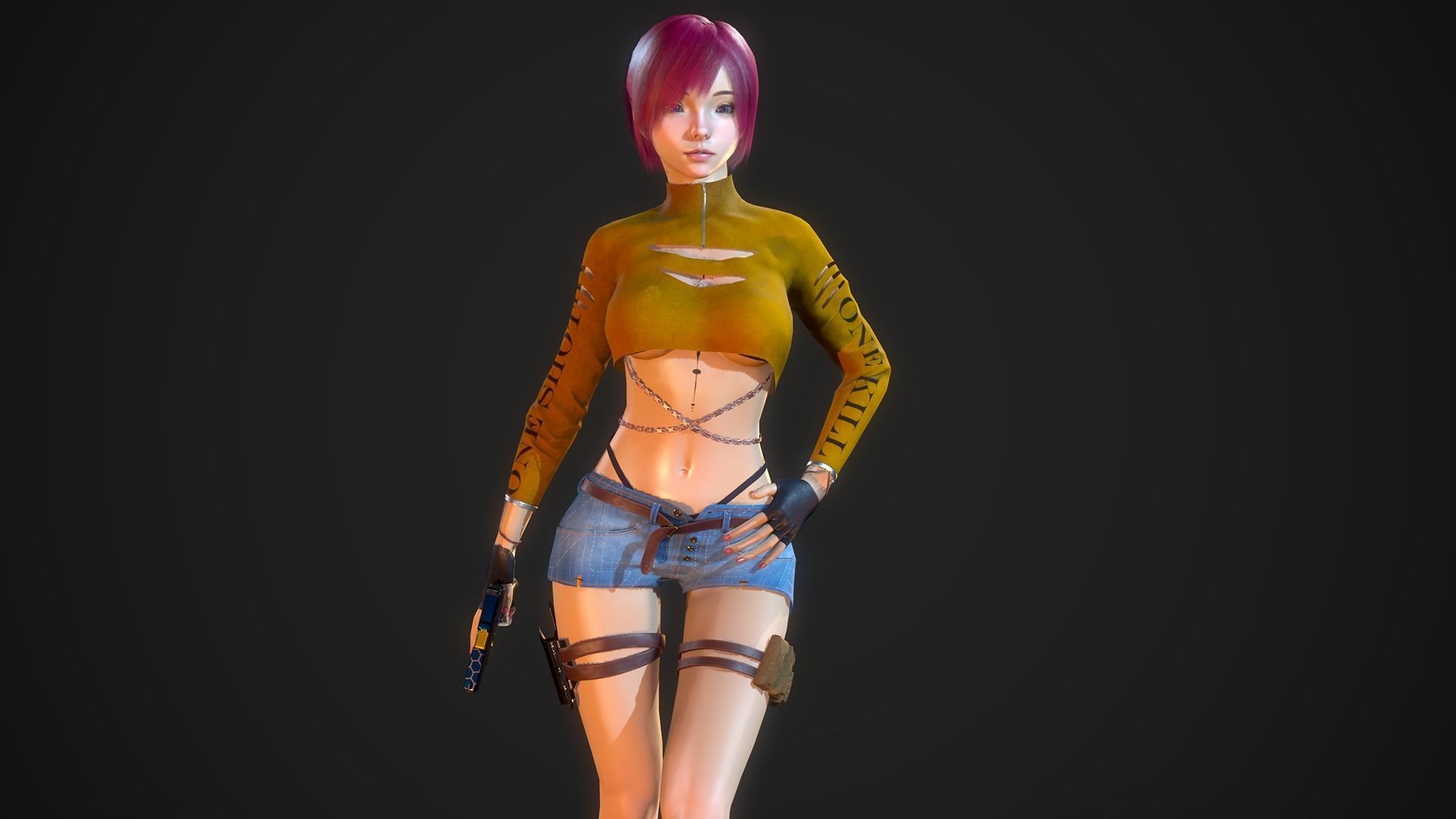 Gunner Girl Low-poly 3D model_10