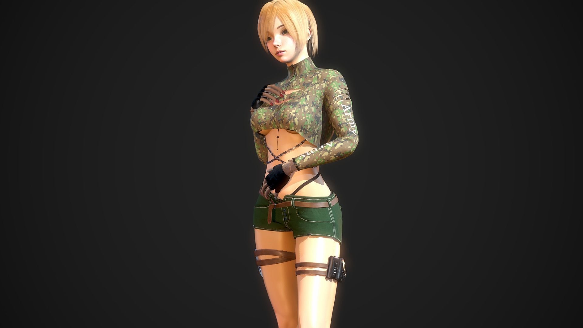 Gunner Girl Low-poly 3D model_11