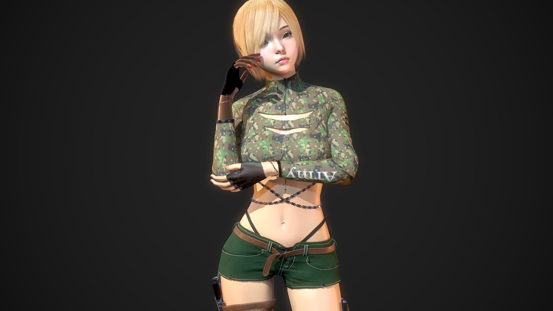 Gunner Girl Low-poly 3D model_9