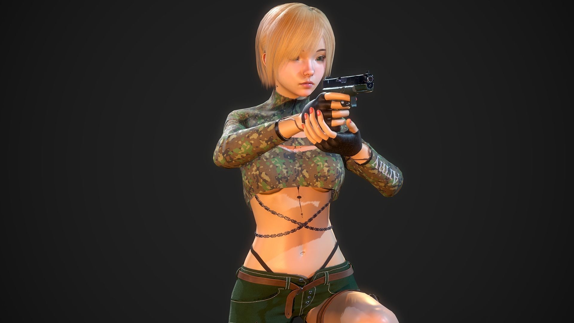Gunner Girl Low-poly 3D model_20