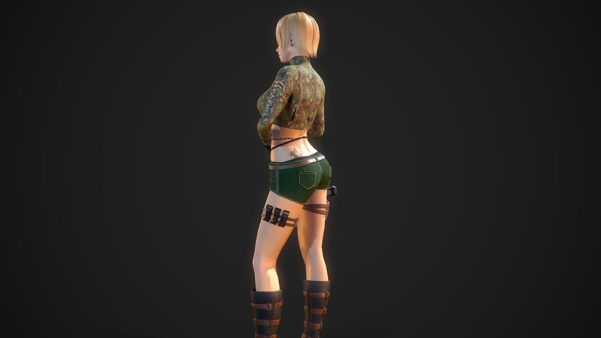 Gunner Girl Low-poly 3D model_3