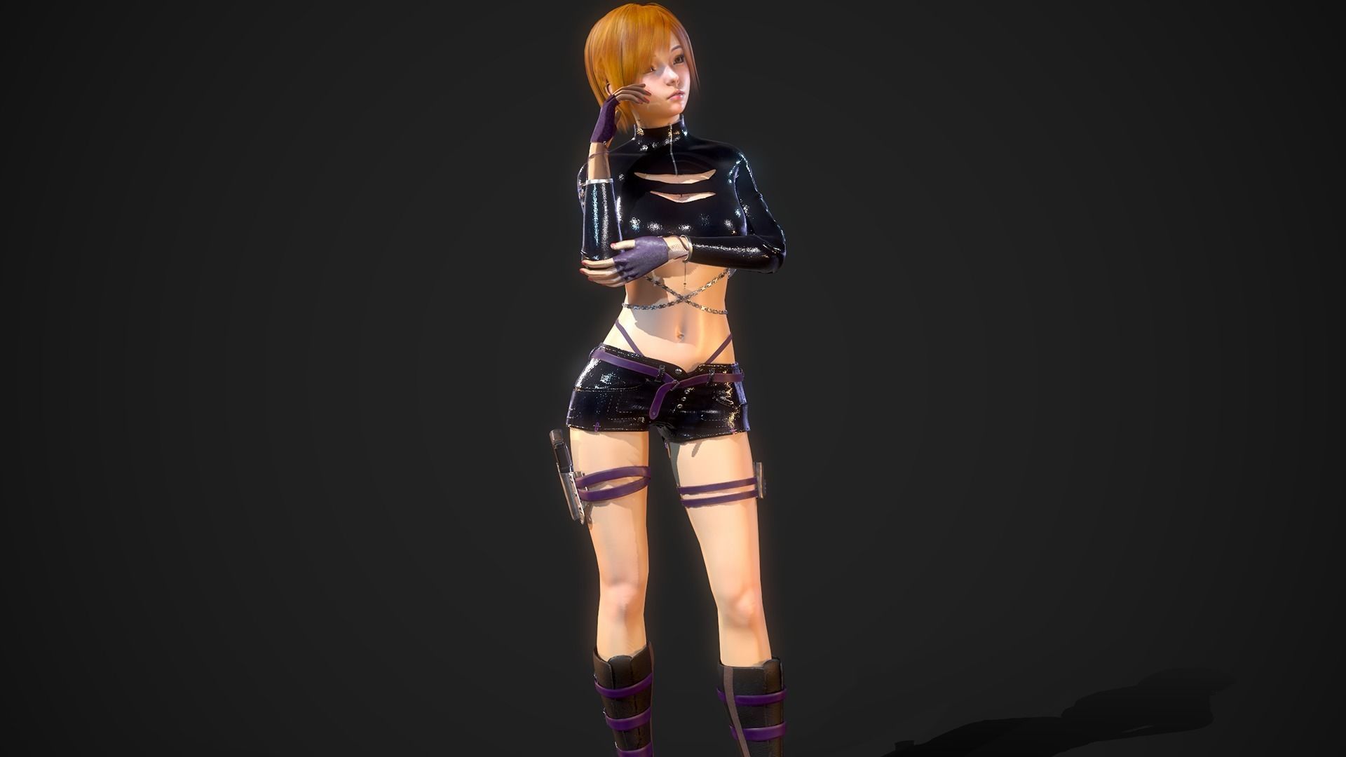 Gunner Girl Low-poly 3D model_5