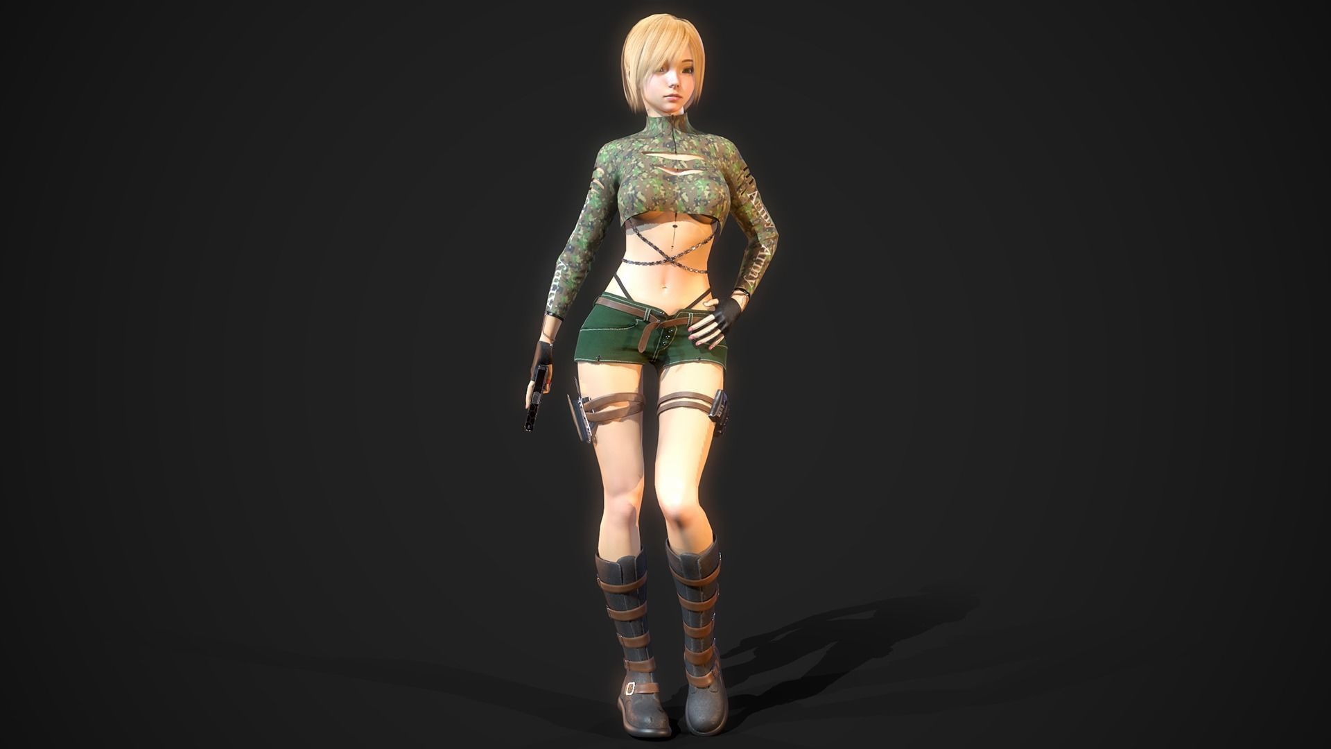 Gunner Girl Low-poly 3D model_8