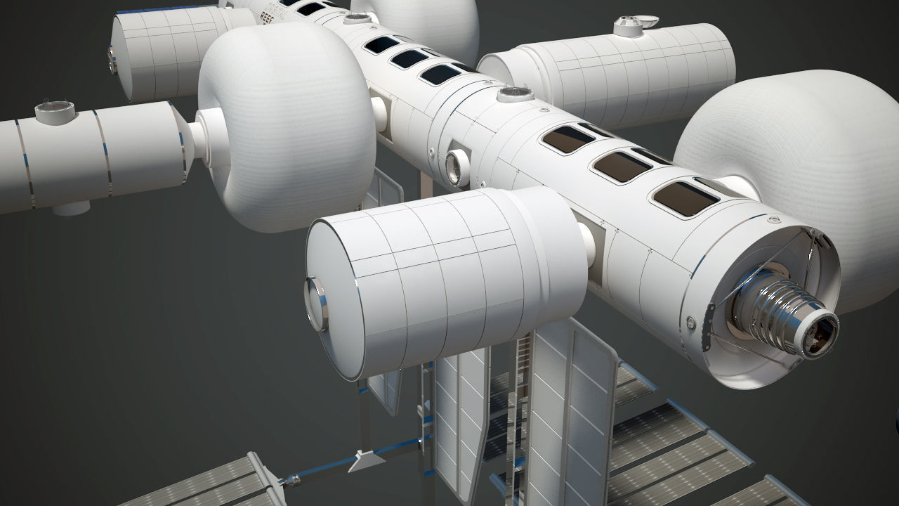 Orbital Reef Space Station with Boeing Starliner Docking Left 3D model_41
