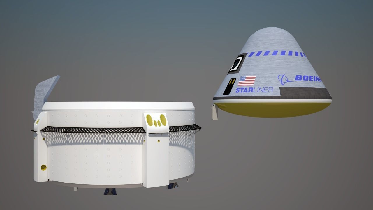 Orbital Reef Space Station with Boeing Starliner Docking Left 3D model_21