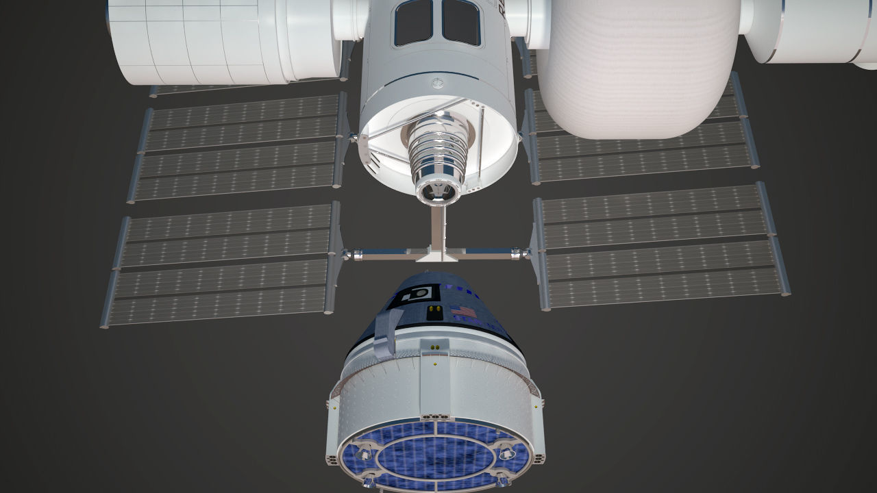 Orbital Reef Space Station with Boeing Starliner Docking Left 3D model_44