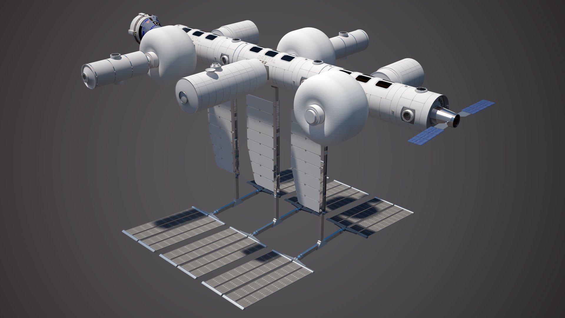 Orbital Reef Space Station with Boeing Starliner Docking Left 3D model_8