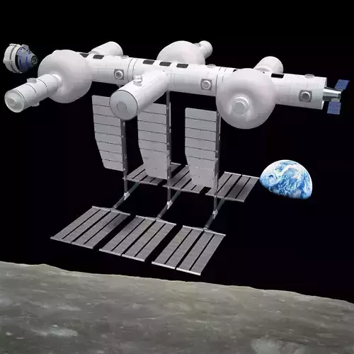 Orbital Reef Space Station with Boeing Starliner Docking Left 3D model Orbital Reef Space Station with Boeing Starliner Docking Left 3D model