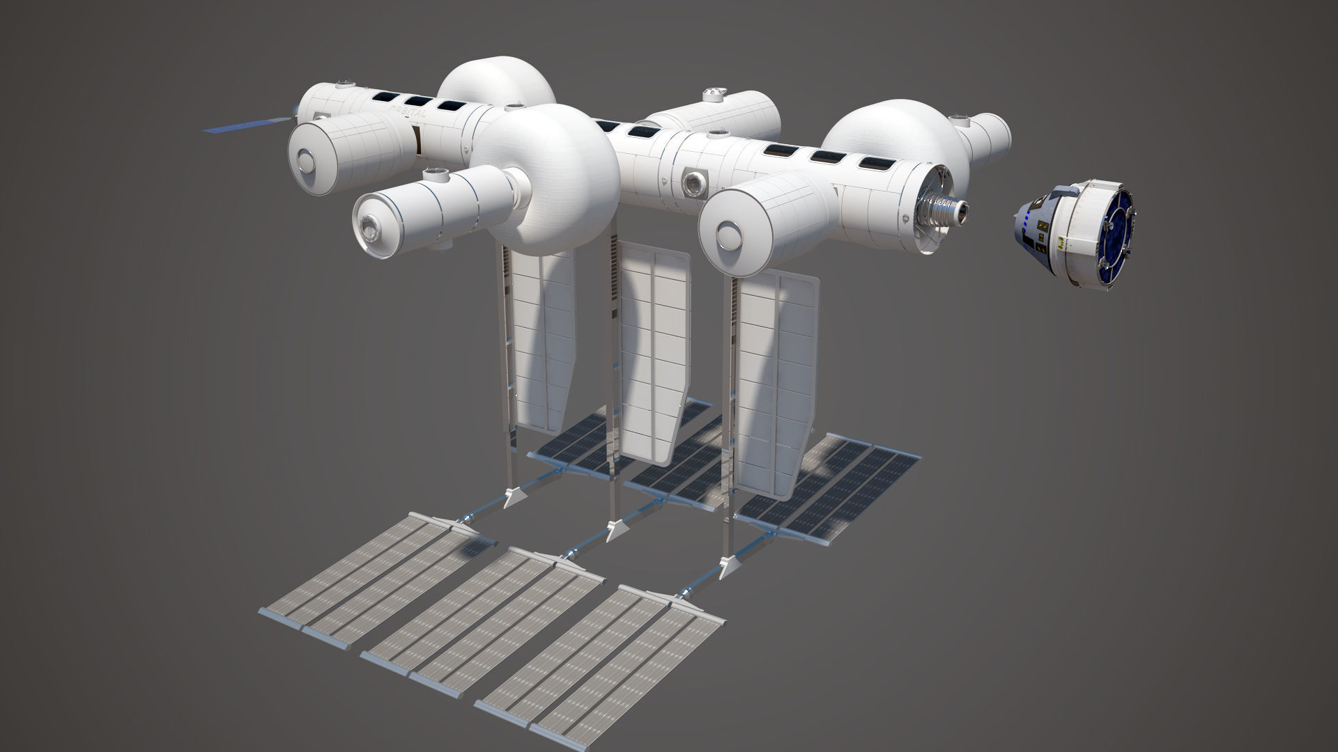 Orbital Reef Space Station with Boeing Starliner Docking Left 3D model_14